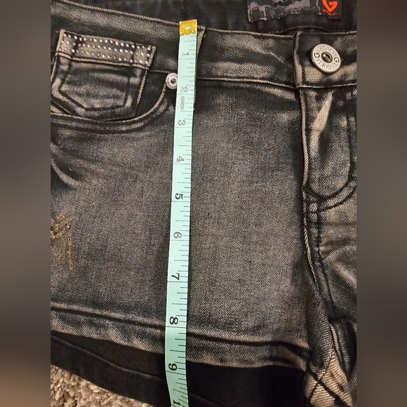 NWOT! Guess Rhinestone Studded Distressed Shorts Blue Denim 28 - Picture 11 of 11